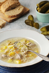 Rassolnik, traditional soup of Russian cuisine