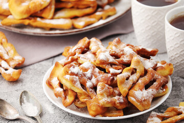 Angel wings, traditional sweet crisp pastry