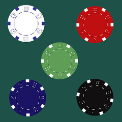 poker chips on a green background