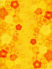梅の花柄が描かれた和紙背景