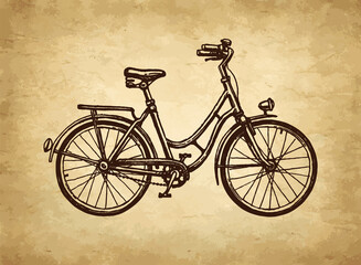 Fototapeta na wymiar Vintage bicycle ink sketch.