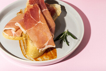 Traditional Spanish Iberian Serrano Ham with Tomato