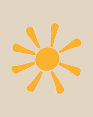  Vector illustration sun boho style. Cute hand drawn boho sun. Boho-style childrens room decoration.