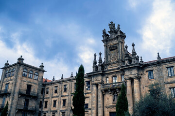 Fototapeta na wymiar View of the Monastery of San Martino Pinario in the city of Santiago de Compostela, Galicia, Spain.
