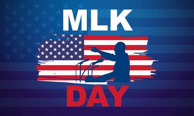 Martin Luther King Jr. Day. MLK. Third Monday in January. Holiday concept. Template for background, banner, card, poster with text inscription. Vector EPS10 illustration - obrazy, fototapety, plakaty