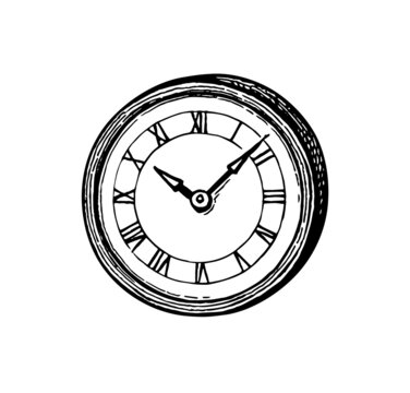 Ink sketch of clock dial face.