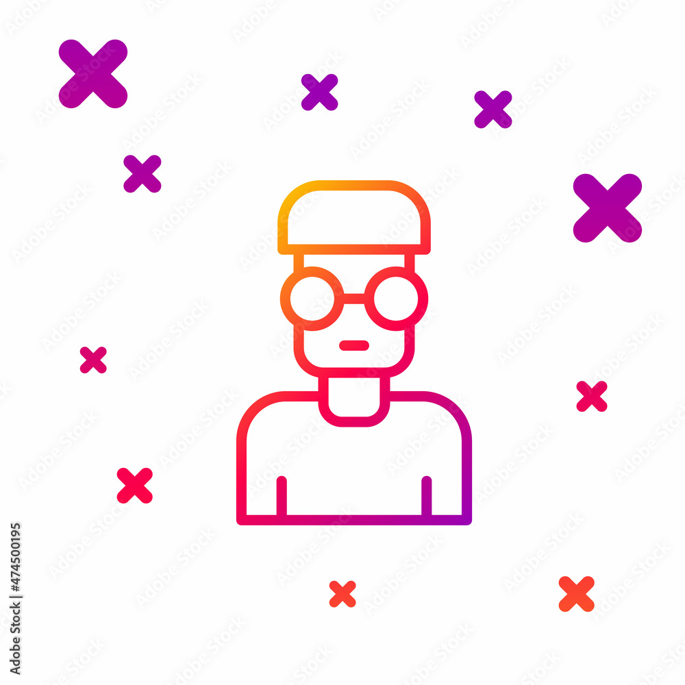 Poster color line nerd geek icon isolated on white background. gradient random dynamic shapes. vector