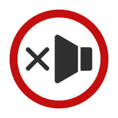 Obraz premium Mute red circle icon, no sound stock illustration