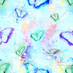 colorful seamless butterfly and abstract background