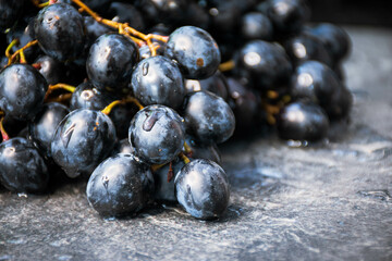 Grapes on a kitchen table