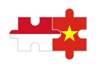 puzzle pieces of indonesia and vietnam flags. vector illustration isolated on white background