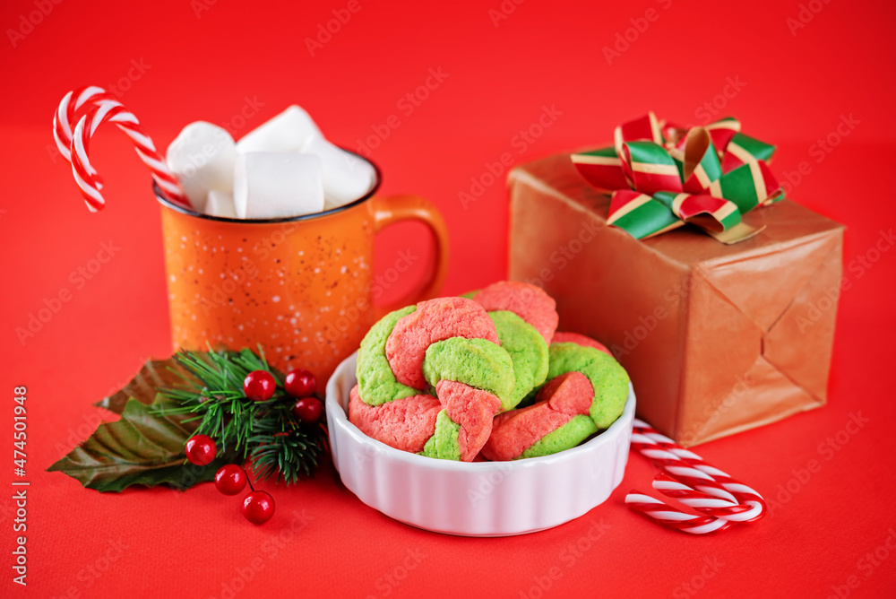 Wall mural Christmas bright cookies on the background