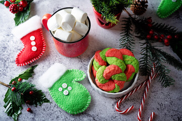 Christmas bright cookies on the background