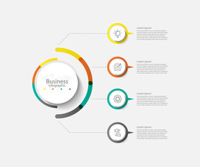 Business infographic abstract background template circle colorful with 4 step
