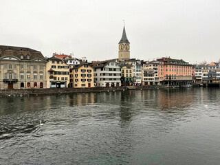Fototapeta na wymiar A panoramic view of Zurich in Switzerland