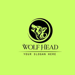 wolf head in black and white illustration design