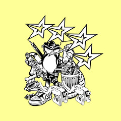 simple cartoon motorcycle in black and white illustration design