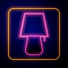 Glowing neon Table lamp icon isolated on black background. Night light. Vector