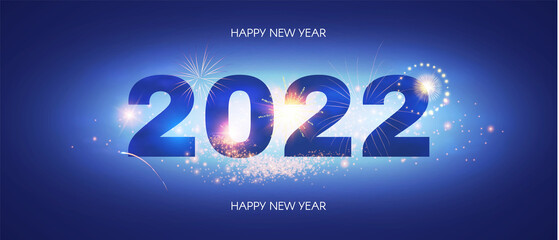 Happy new 2022 year Elegant text with light effects.