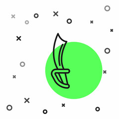 Black line Pirate sword icon isolated on white background. Sabre sign. Vector