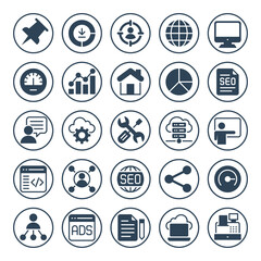Circle glyph icons for search engine optimization.