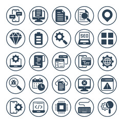 Circle glyph icons for search engine optimization.