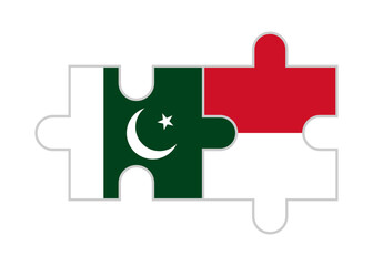 Obraz premium puzzle pieces of pakistan and indonesia flags. vector illustration isolated on white background