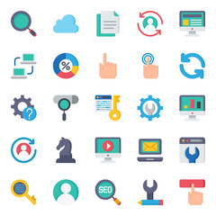 Flat color icons for search engine optimization.