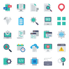 Flat color icons for search engine optimization.