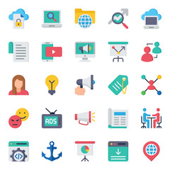 Flat color icons for search engine optimization.