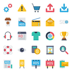 Flat color icons for search engine optimization.
