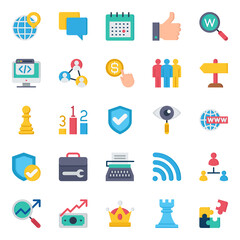 Flat color icons for search engine optimization.