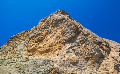 Rocky peak of a mountain at Golitsyn trail. Crimea