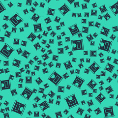 Black Ticket office to buy tickets for train or plane icon isolated seamless pattern on green background. Buying tickets. Ticket service. Vector