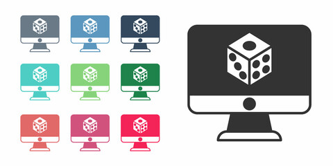 Black Game dice icon isolated on white background. Casino gambling. Set icons colorful. Vector