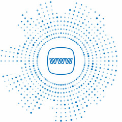 Blue line Website template icon isolated on white background. Internet communication protocol. Abstract circle random dots. Vector