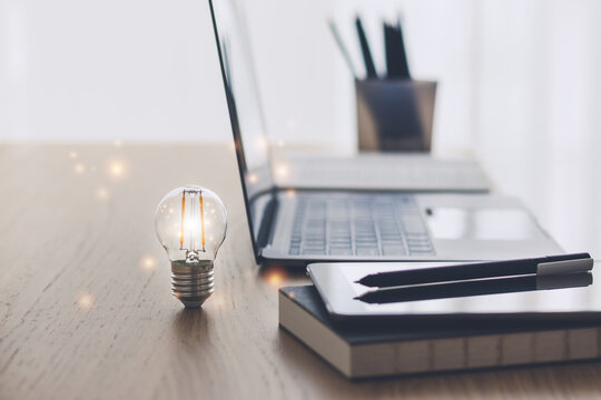 Bright light with book. Business success idea and studying concept