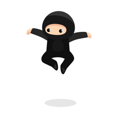 Cute ninja bouncing isolated on white background