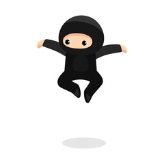 Cute ninja bouncing isolated on white background © Elokua