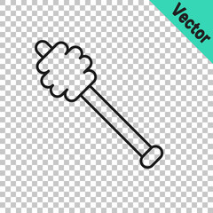 Black line Honey dipper stick icon isolated on transparent background. Honey ladle. Vector