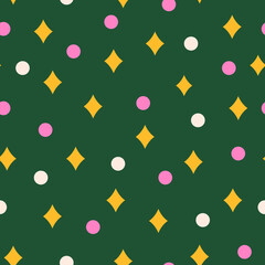 Blinks and dots on green. Seamless pattern - 474507305