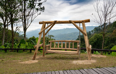 Fototapeta na wymiar Mountains, National Parks, Nature Trails Signage in Thailand