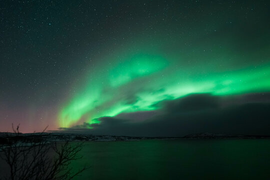 northern lights aurora borealis winter in lapland 