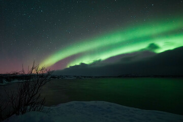 northern lights aurora borealis winter in lapland 