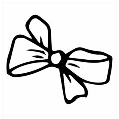 bow doodle element hand drawn in black and white