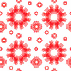 Fototapeta na wymiar Botanical seamless pattern of red flowers on a white background. Hand-drawn pattern. Design of template, fabric, textile, wallpaper, background.