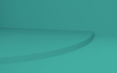 Abstract 3d green dark color cylinder podium minimal studio background.