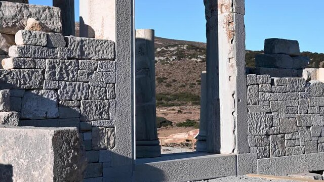 View of the Temple of Demeter in Naxos, Greece