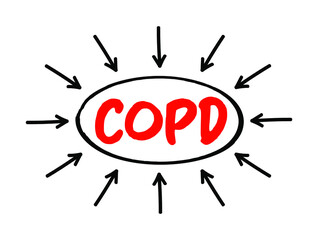 COPD - Chronic Obstructive Pulmonary Disease acronym text with arrows, medical concept for presentations and reports
