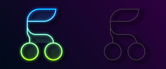 Glowing neon line Fresh summer berries icon isolated on black background. Berry fruit. Vector